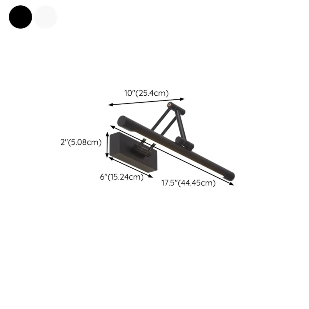 Lampes de salle de bain cylindriques en métal noir réglables à LED
