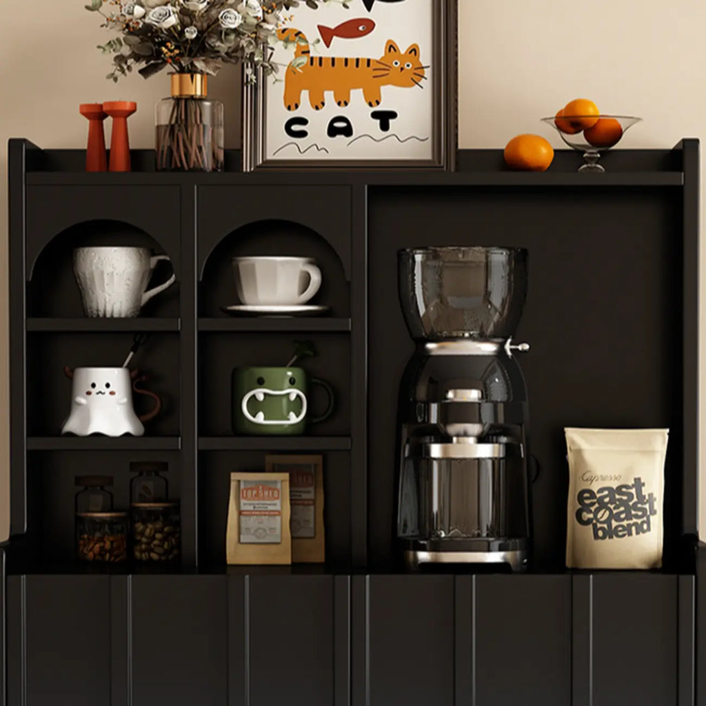 Buffet scandinave en bois à 3 étagères, noir ou blanc