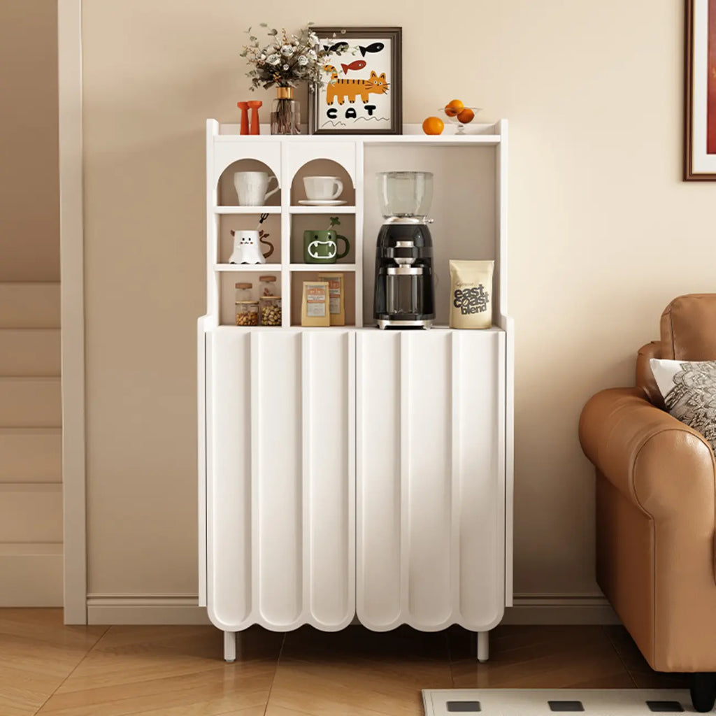 Buffet scandinave en bois à 3 étagères, noir ou blanc