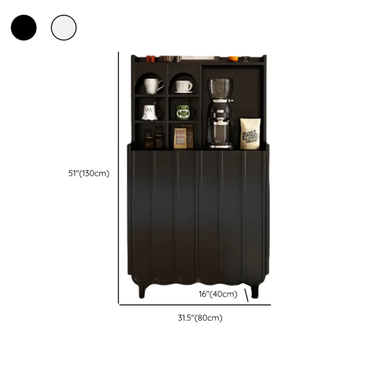 Buffet scandinave en bois à 3 étagères, noir ou blanc