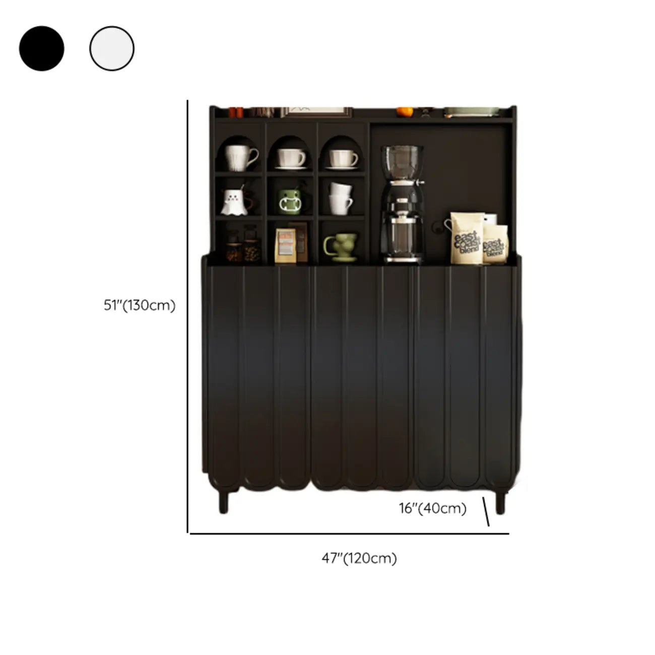 Buffet scandinave en bois à 3 étagères, noir ou blanc