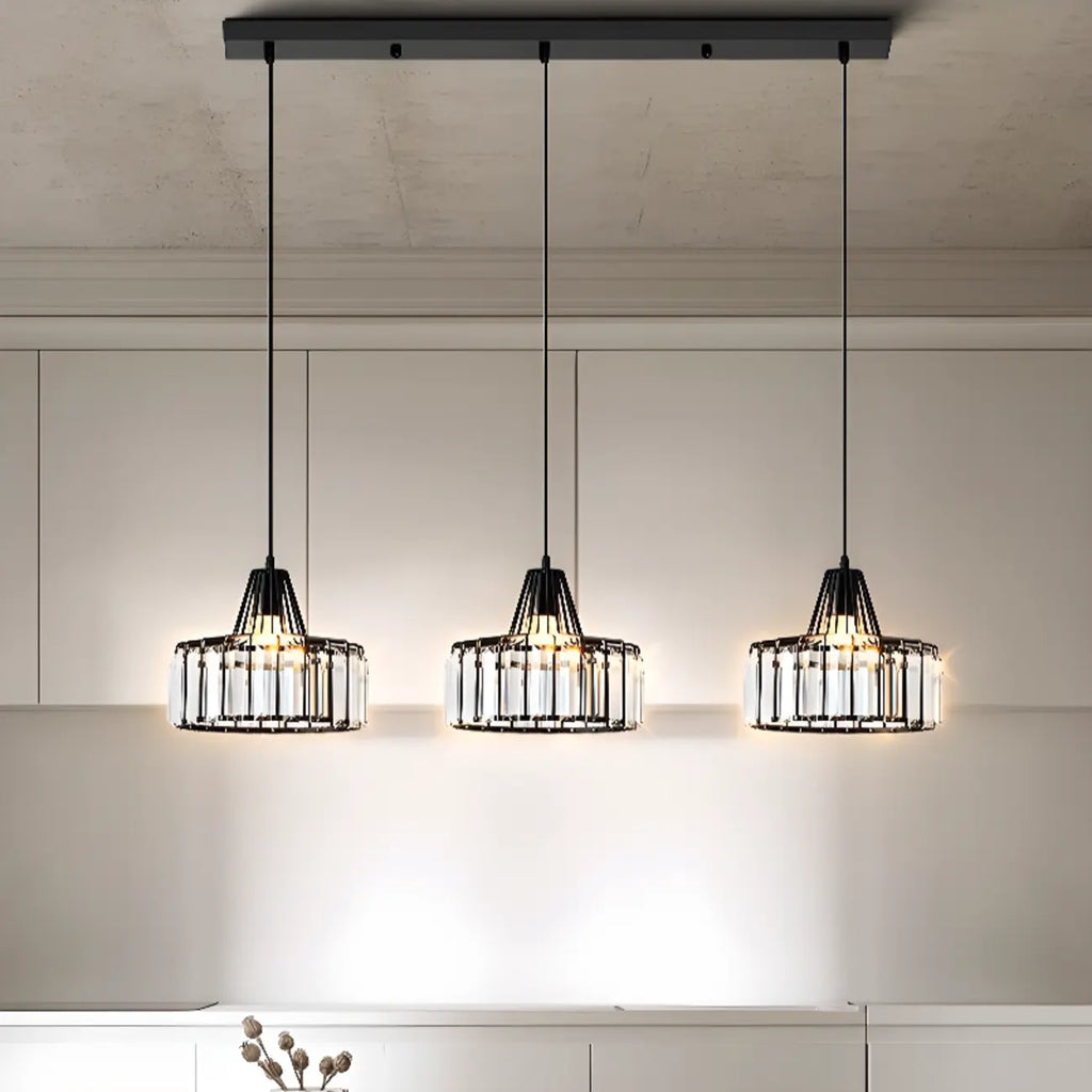 Suspension moderne ronde en cristal pour îlot de cuisine