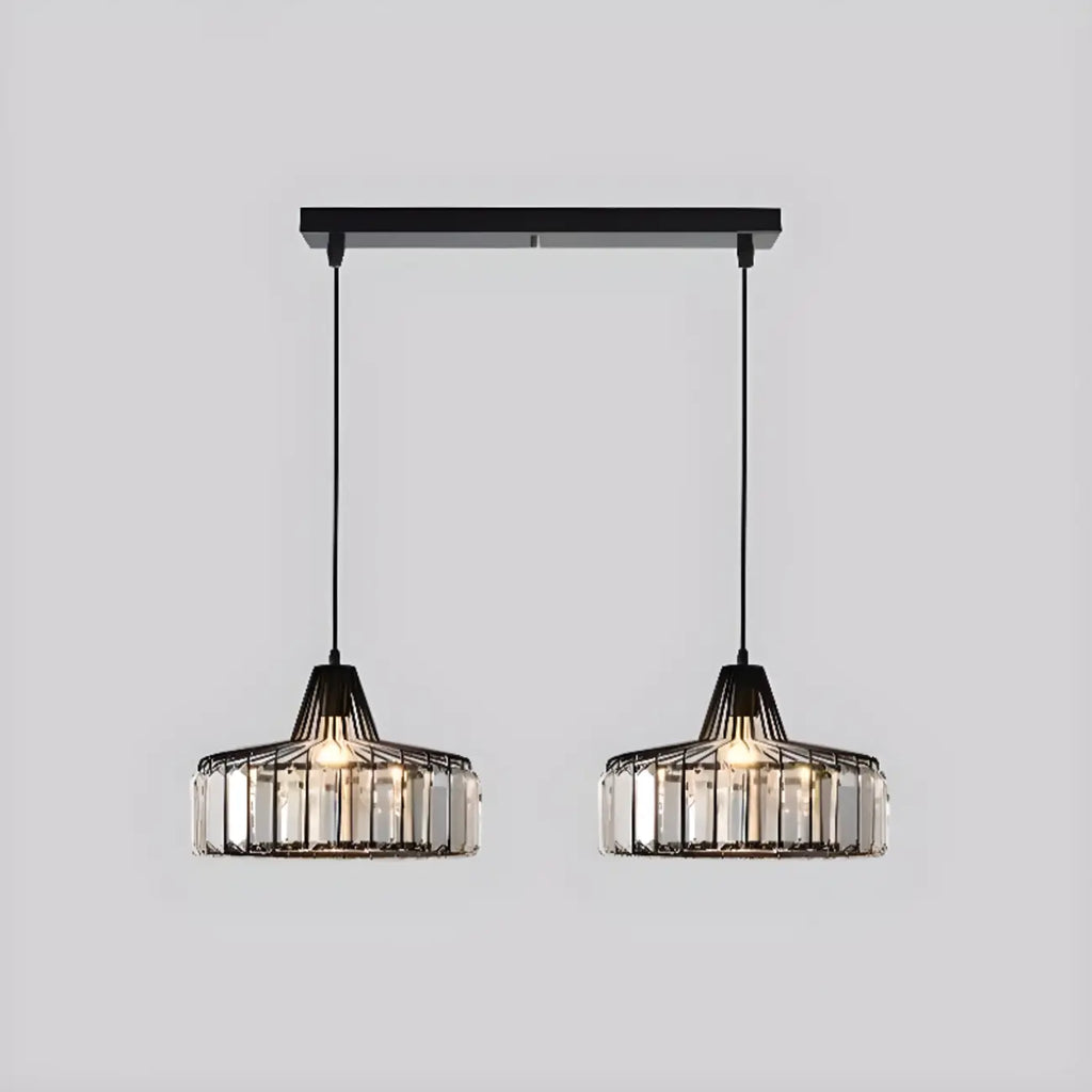 Suspension moderne ronde en cristal pour îlot de cuisine