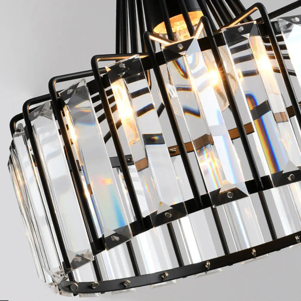 Suspension moderne ronde en cristal pour îlot de cuisine