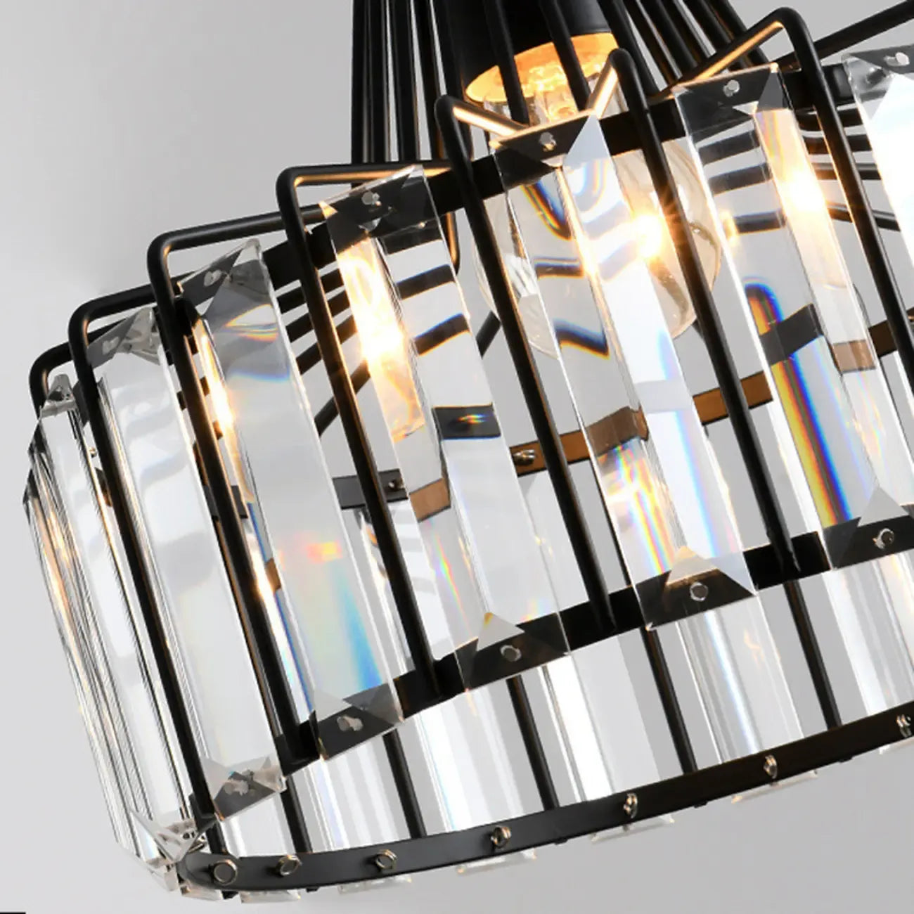 Suspension moderne ronde en cristal pour îlot de cuisine