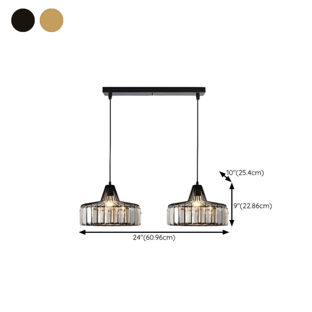 Suspension moderne ronde en cristal pour îlot de cuisine