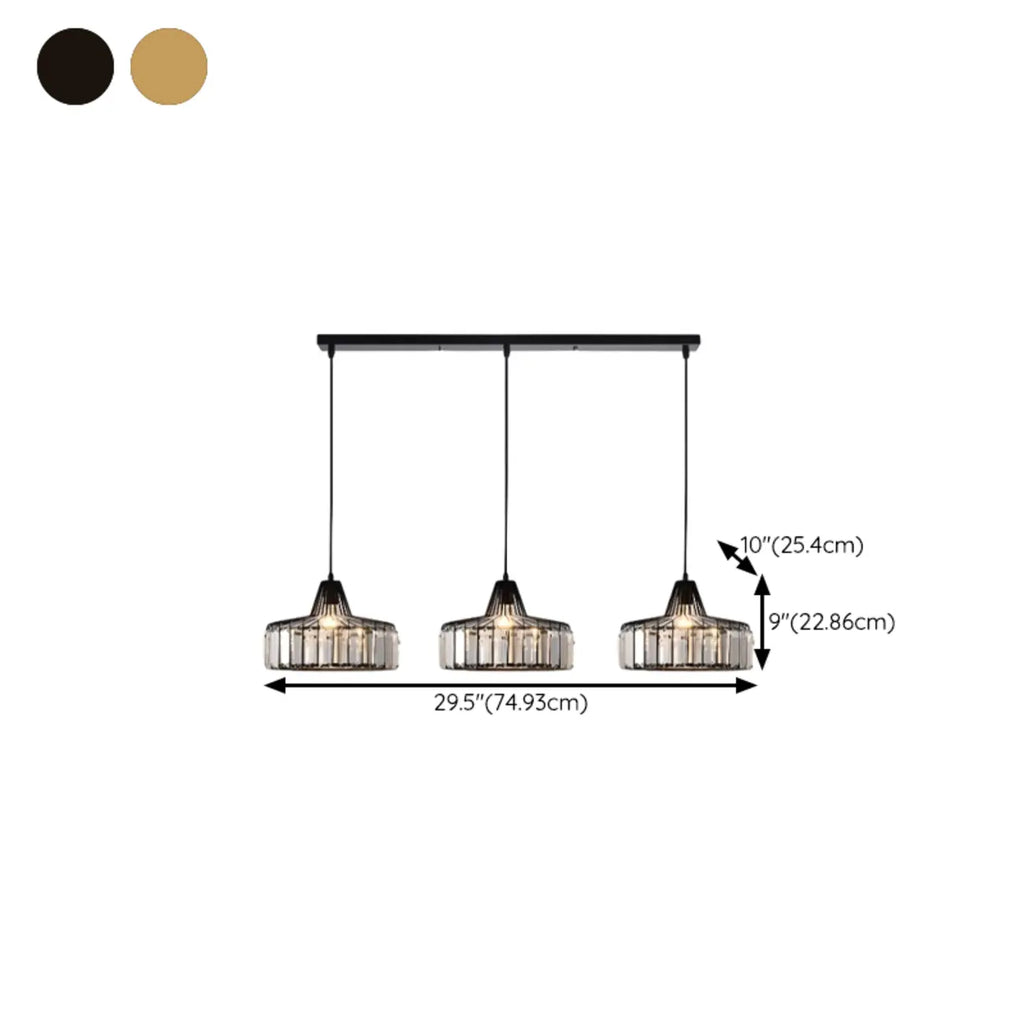 Suspension moderne ronde en cristal pour îlot de cuisine