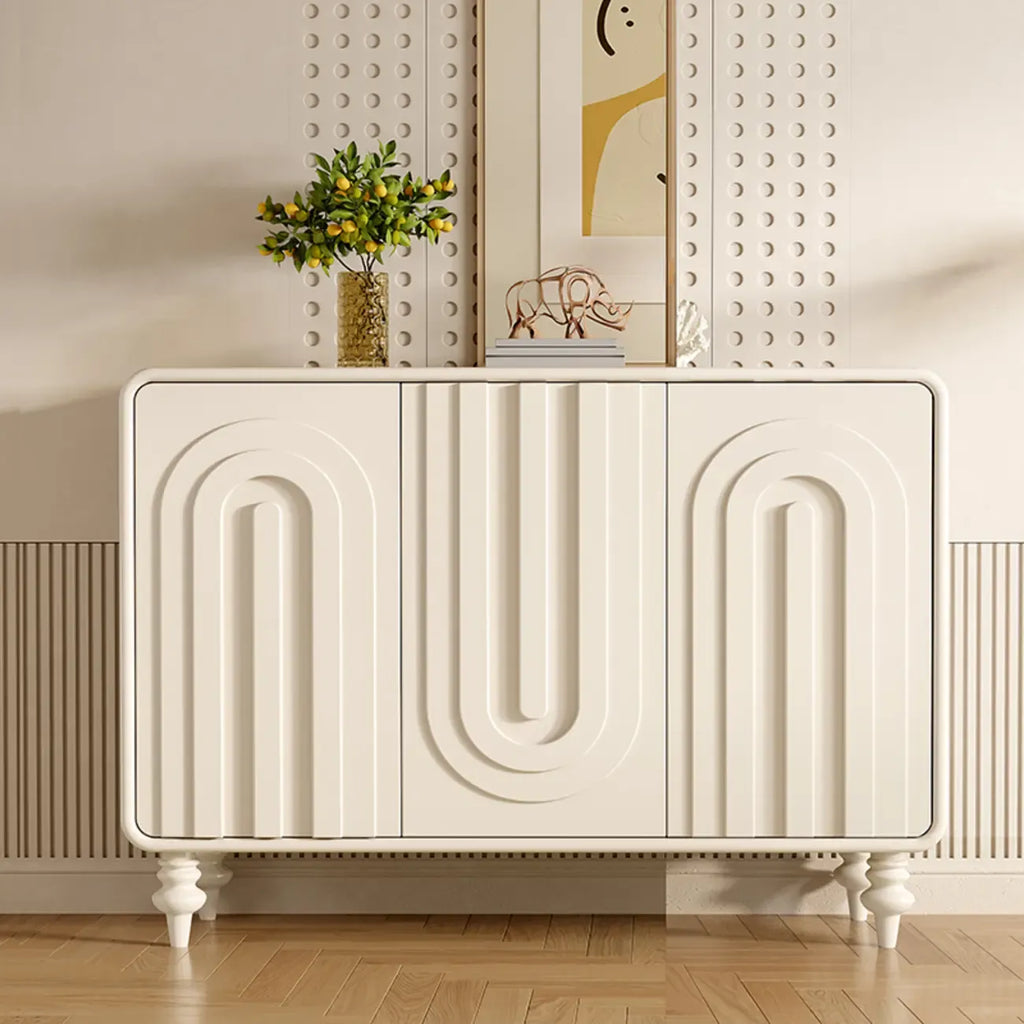 Armoire à chaussures d'entrée en bois à 3 portes sculptées en forme de vague