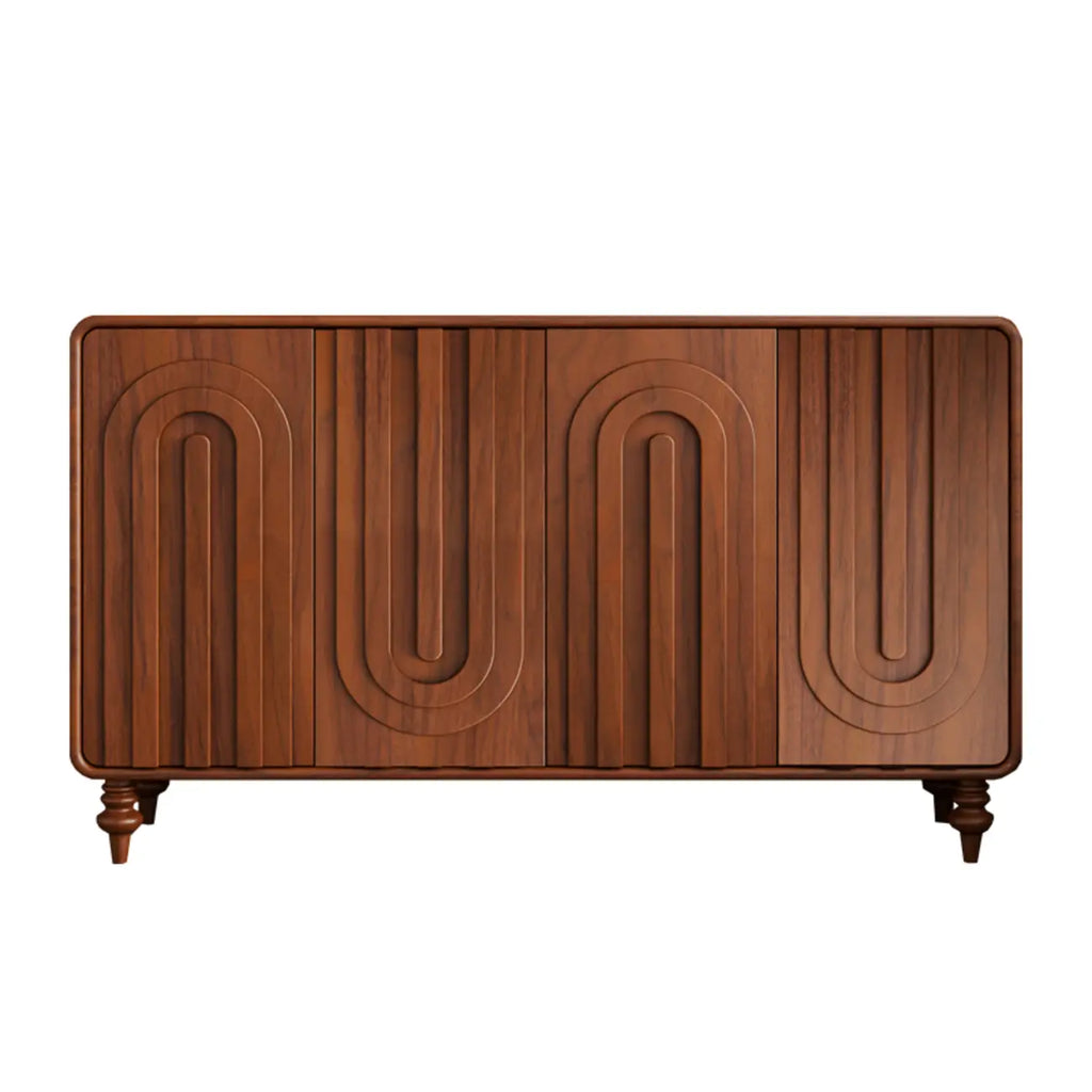 Armoire à chaussures d'entrée en bois à 3 portes sculptées en forme de vague