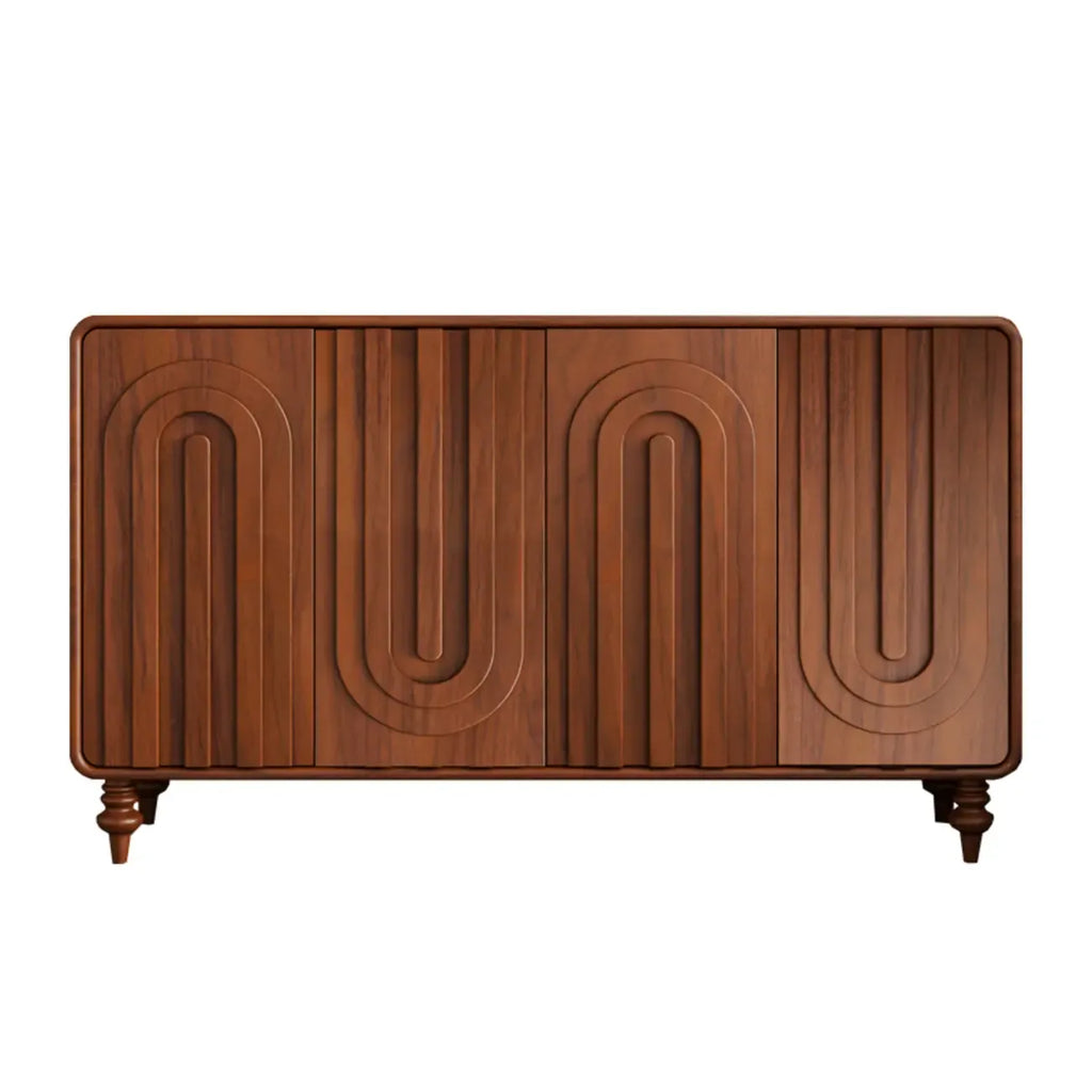 Armoire à chaussures d'entrée en bois à 3 portes sculptées en forme de vague