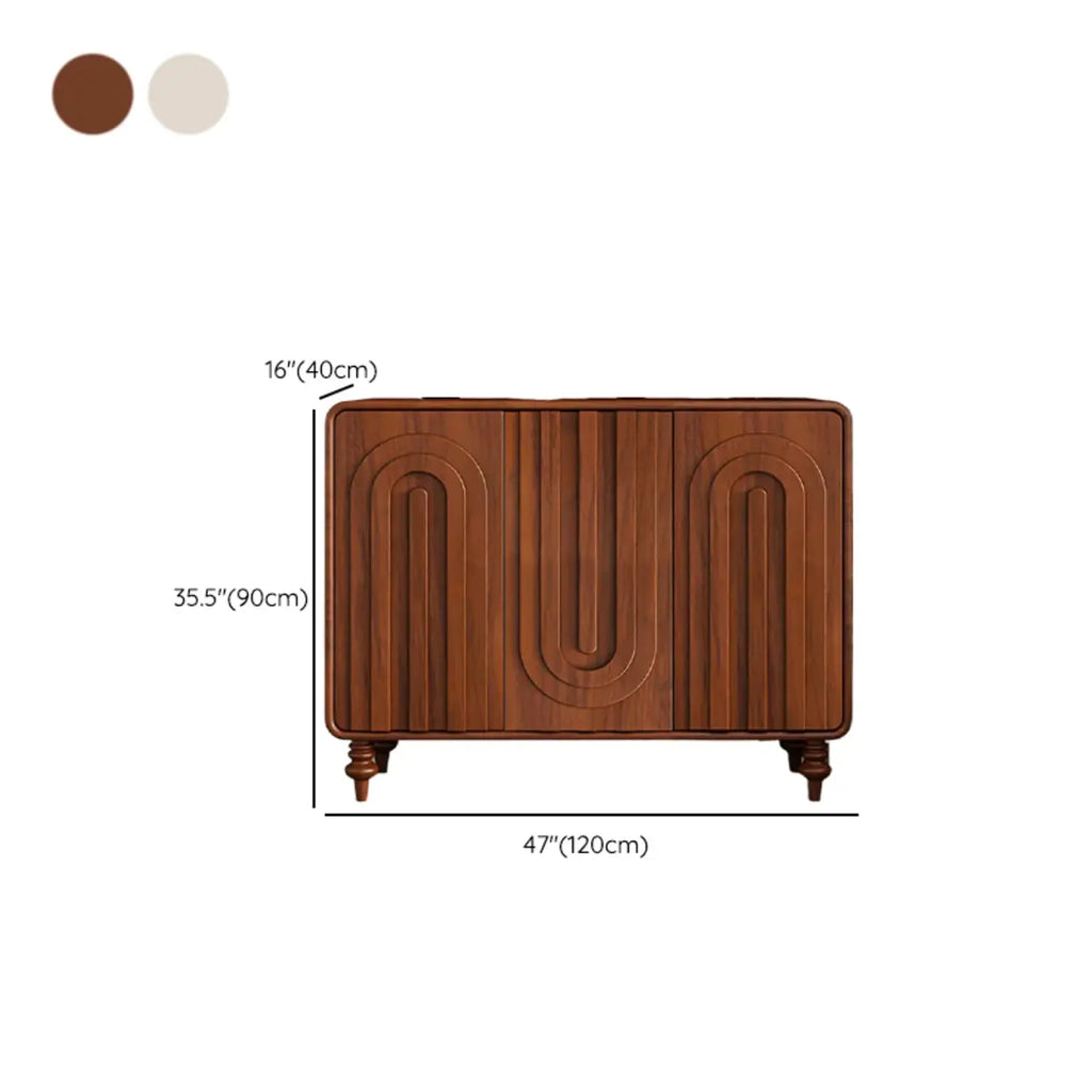 Armoire à chaussures d'entrée en bois à 3 portes sculptées en forme de vague