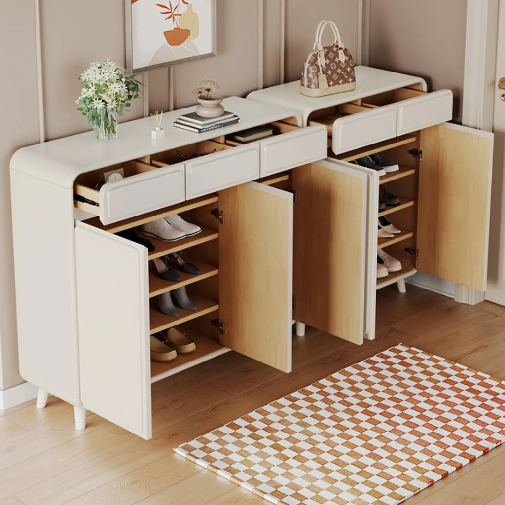 Meuble à chaussures d'entrée en bois massif blanc