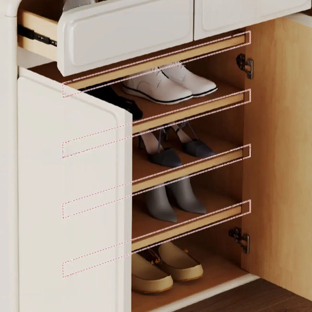 Meuble à chaussures d'entrée en bois massif blanc