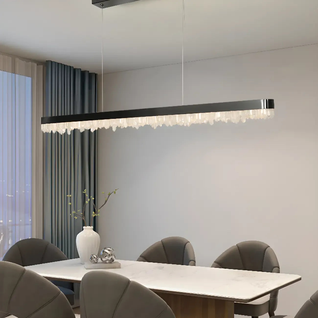 Suspension moderne en cristal pour îlot de cuisine, à intensité variable, LED