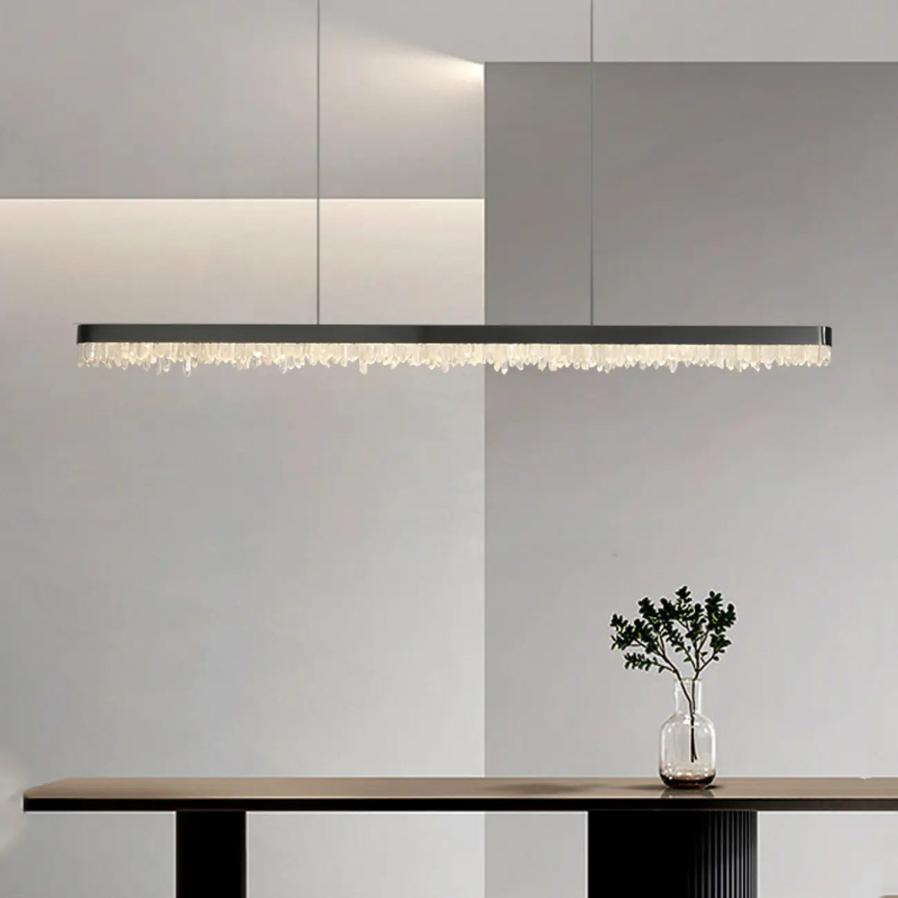 Suspension moderne en cristal pour îlot de cuisine, à intensité variable, LED