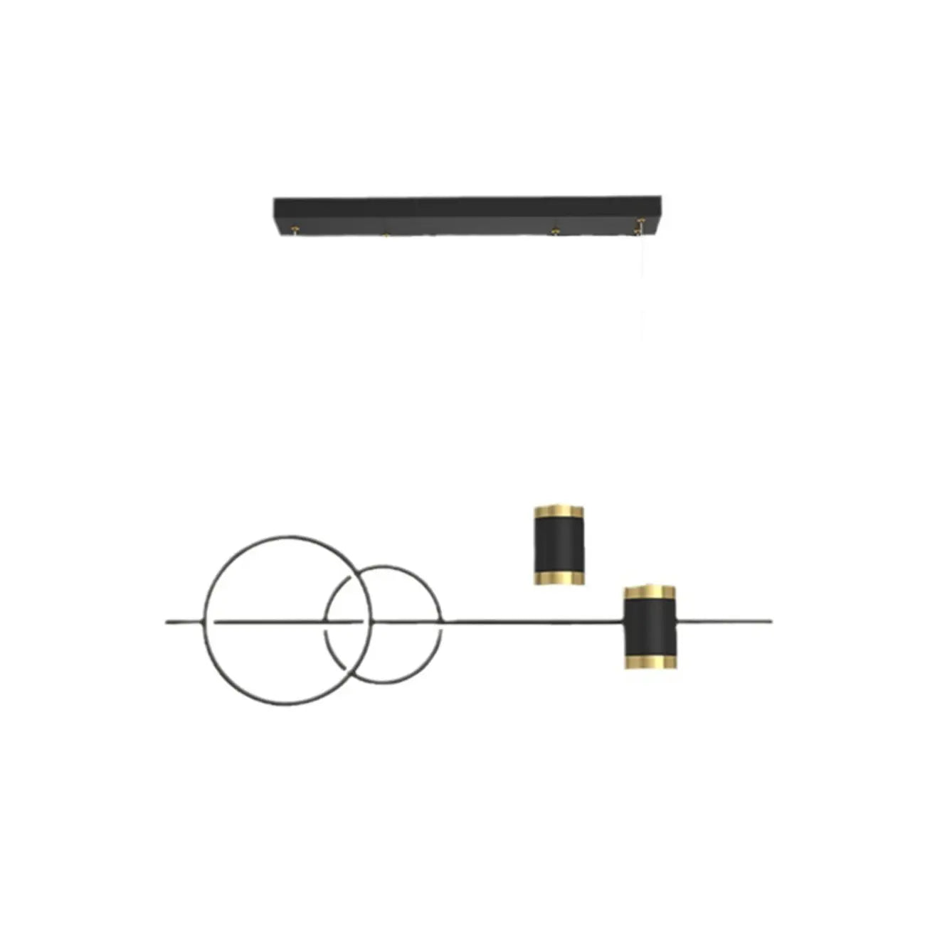 Luminaire linéaire élégant en métal à LED pour îlot central, réglable, idéal pour la salle à manger.