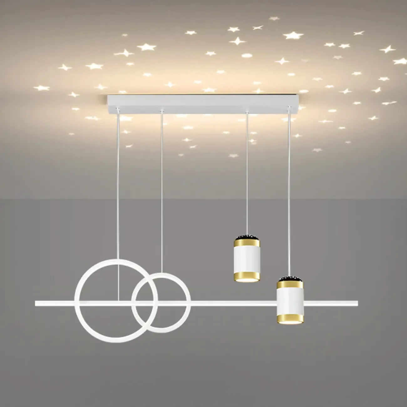 Luminaire linéaire élégant en métal à LED pour îlot central, réglable, idéal pour la salle à manger.