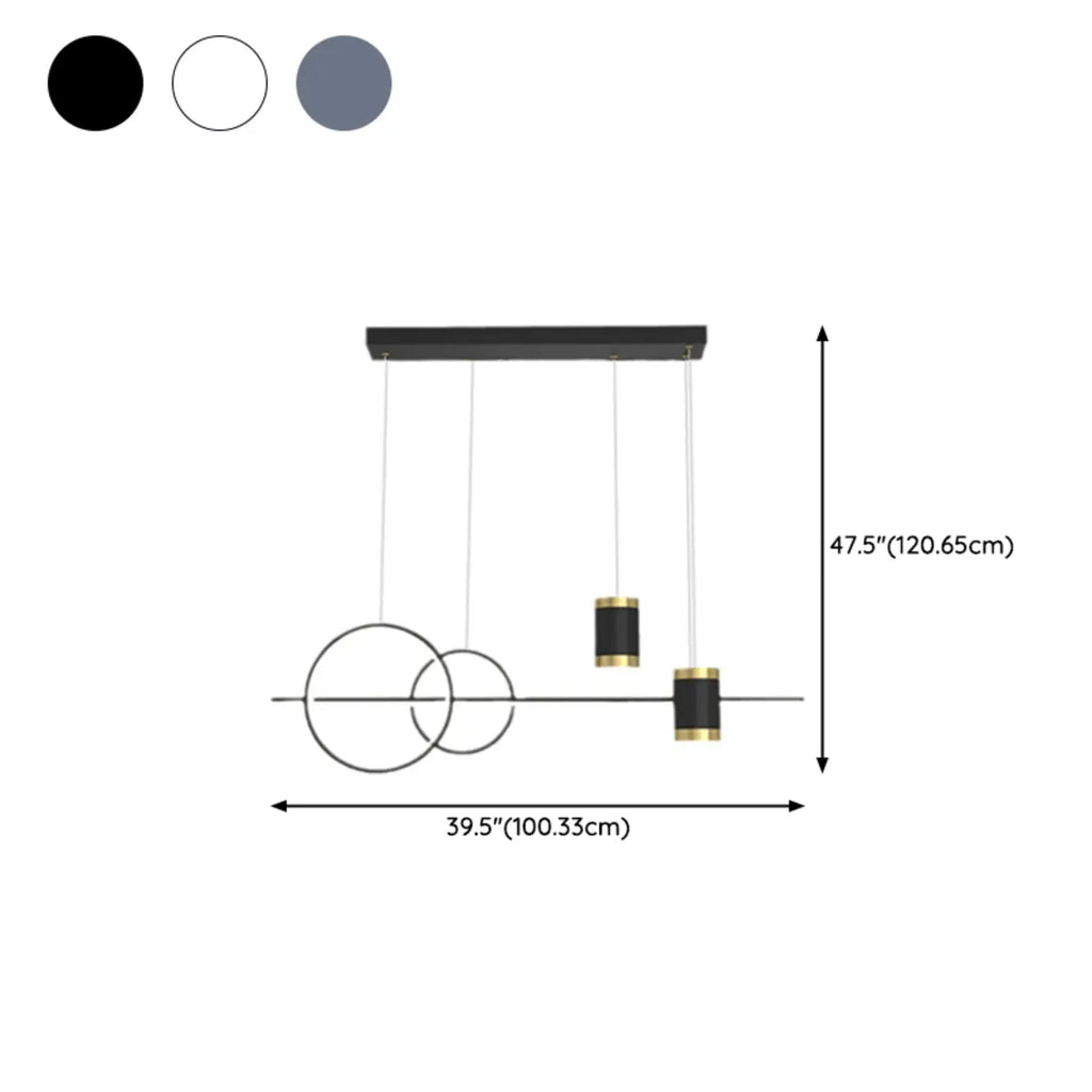 Luminaire linéaire élégant en métal à LED pour îlot central, réglable, idéal pour la salle à manger.