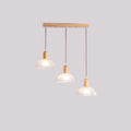 Suspension moderne à 3 lumières en bois et verre pour îlot de cuisine