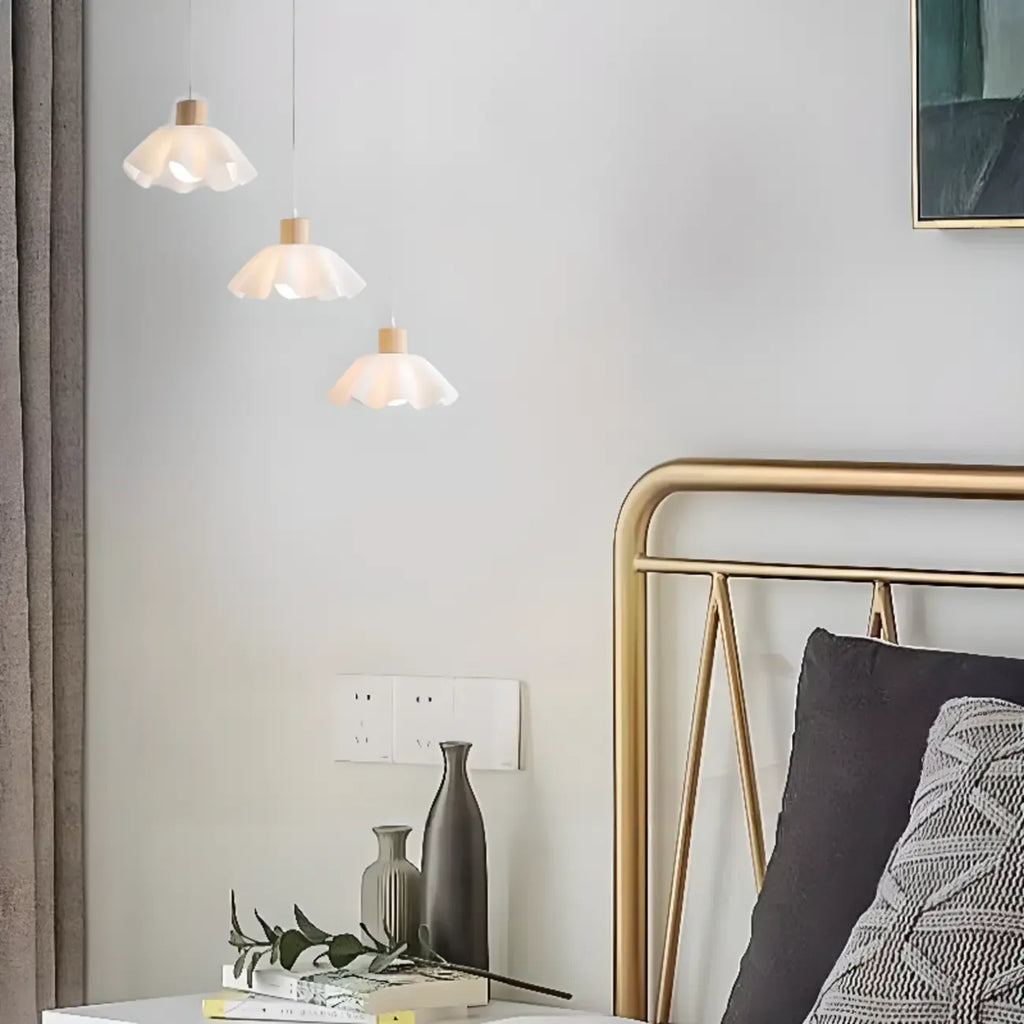 Suspension moderne à 3 lumières en bois et verre pour îlot de cuisine