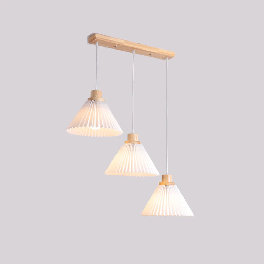 Suspension moderne à 3 lumières en bois et verre pour îlot de cuisine