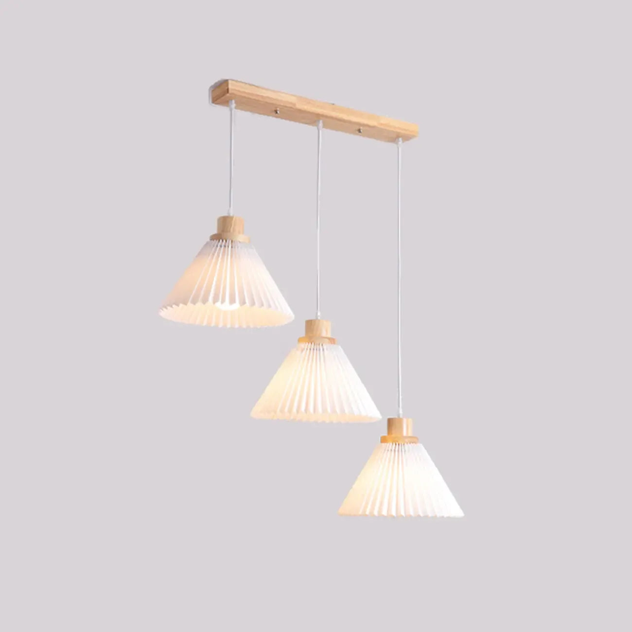 Suspension moderne à 3 lumières en bois et verre pour îlot de cuisine