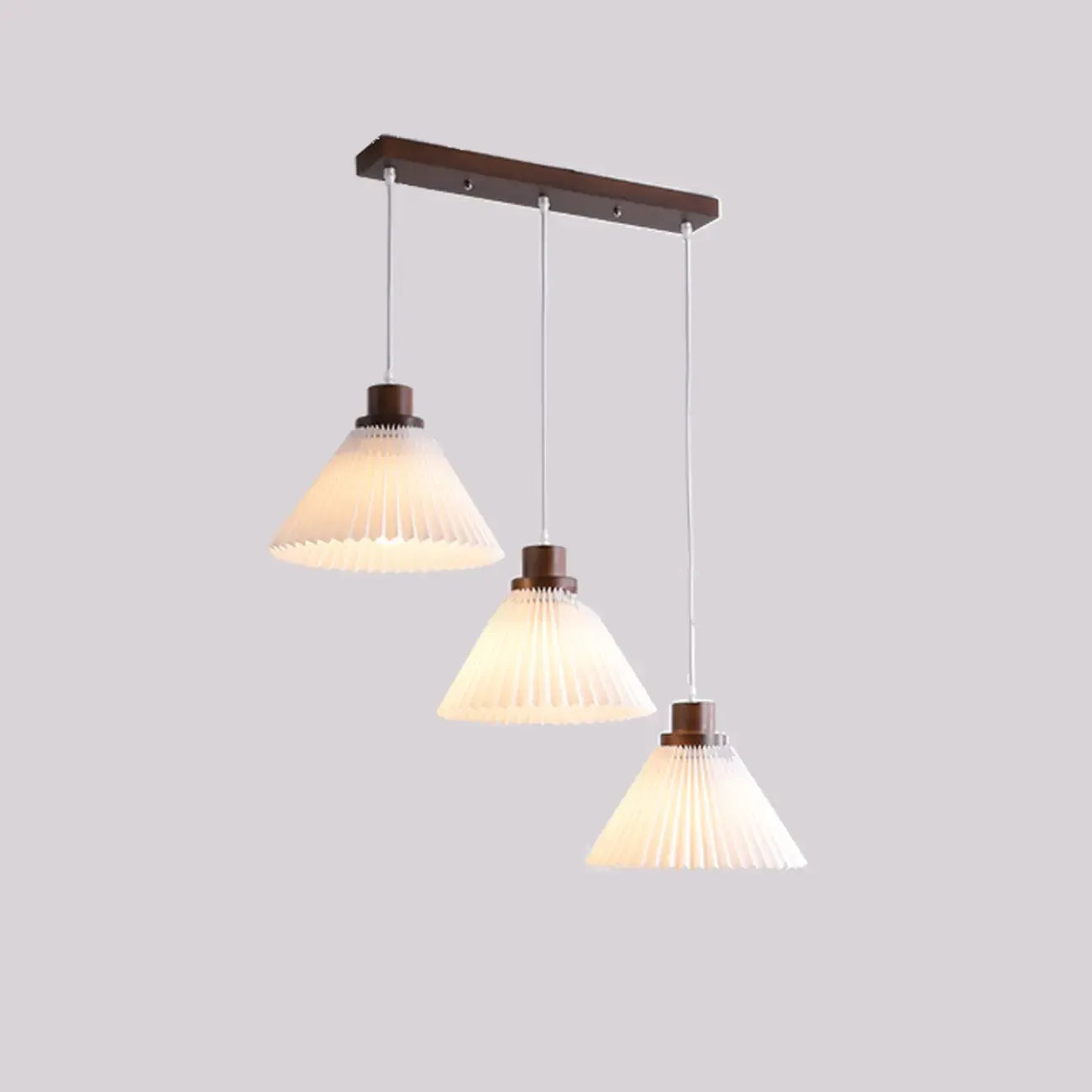 Suspension moderne à 3 lumières en bois et verre pour îlot de cuisine