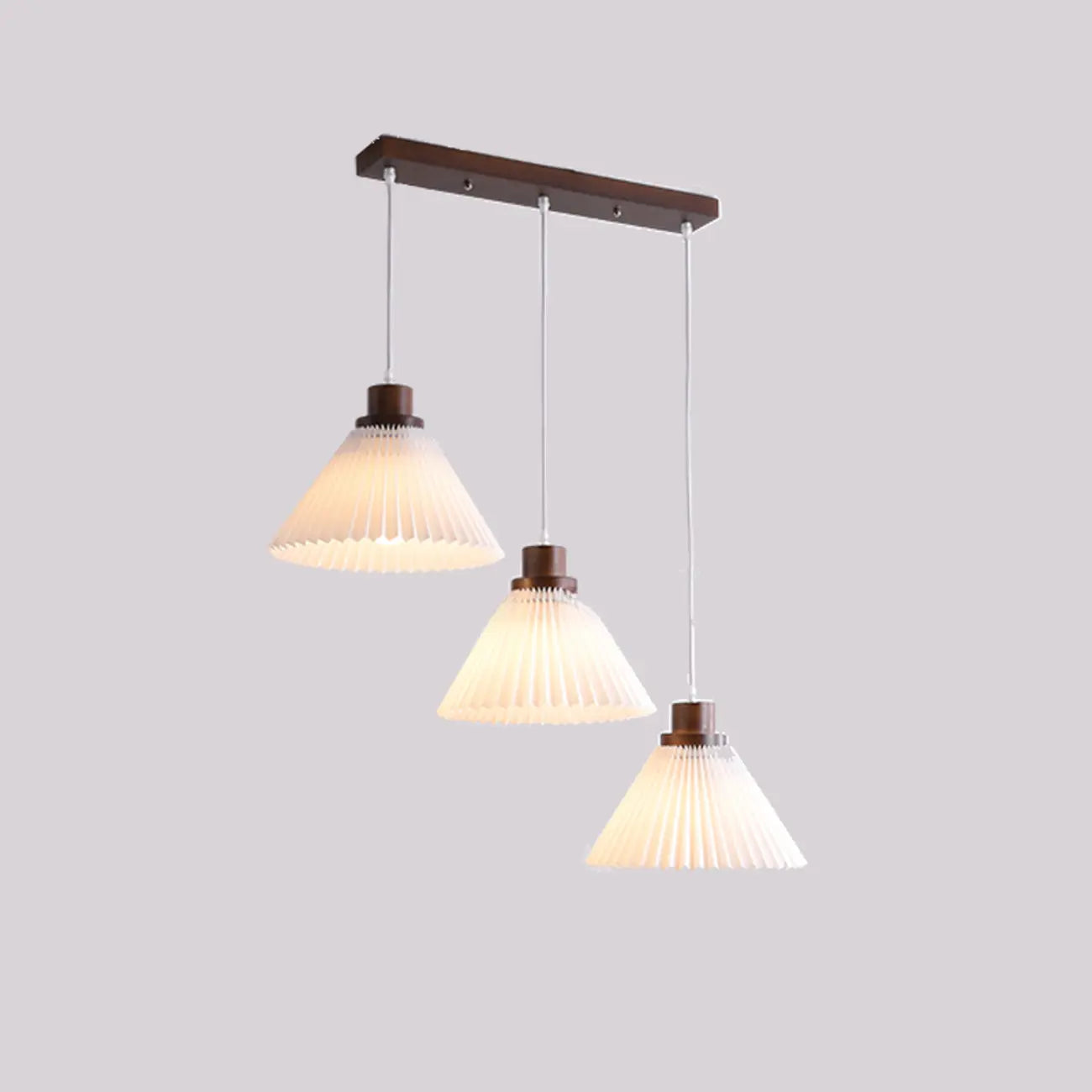 Suspension moderne à 3 lumières en bois et verre pour îlot de cuisine