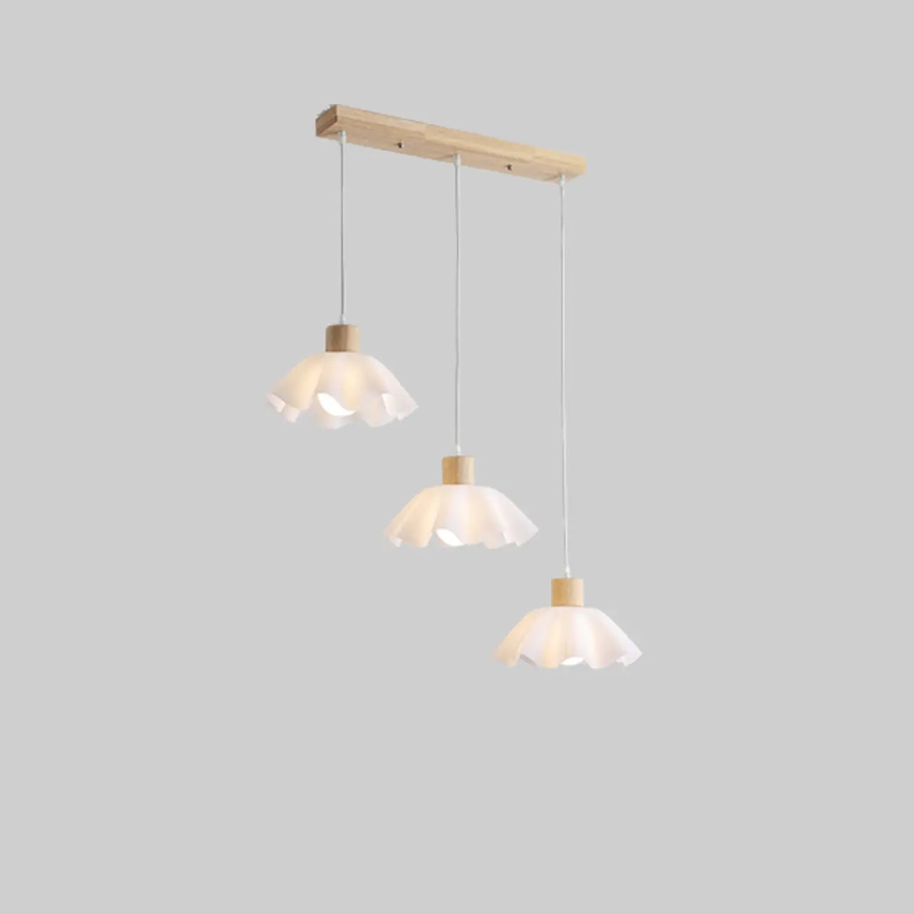 Suspension moderne à 3 lumières en bois et verre pour îlot de cuisine