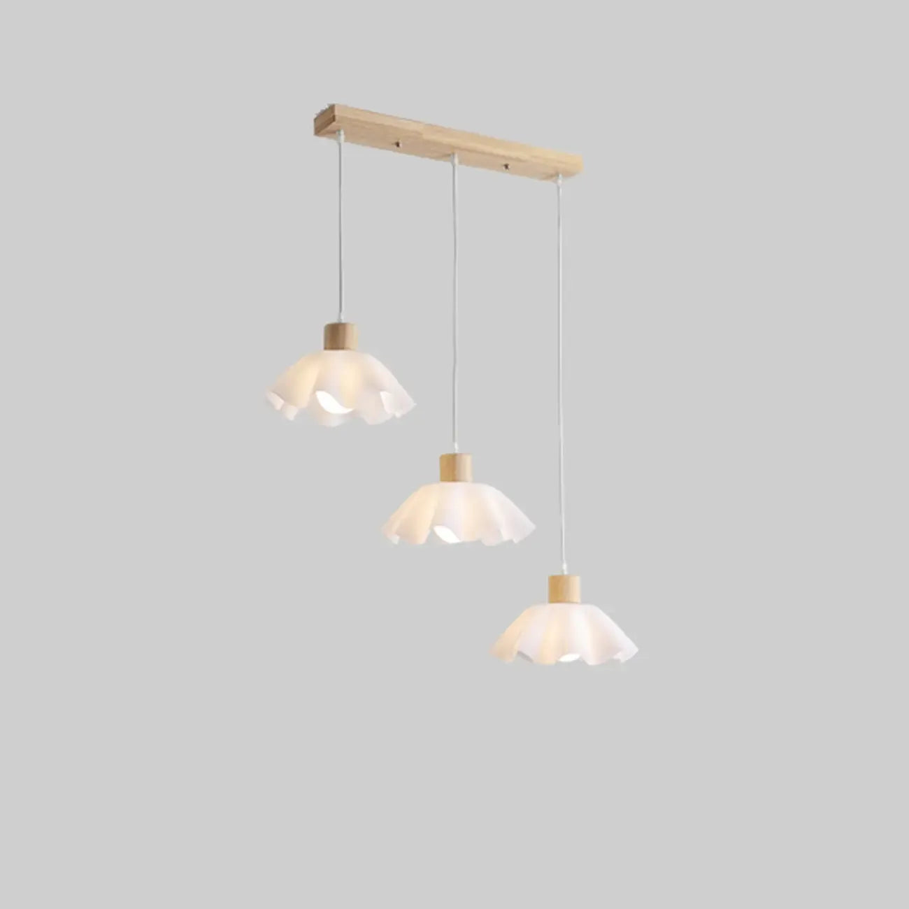 Suspension moderne à 3 lumières en bois et verre pour îlot de cuisine