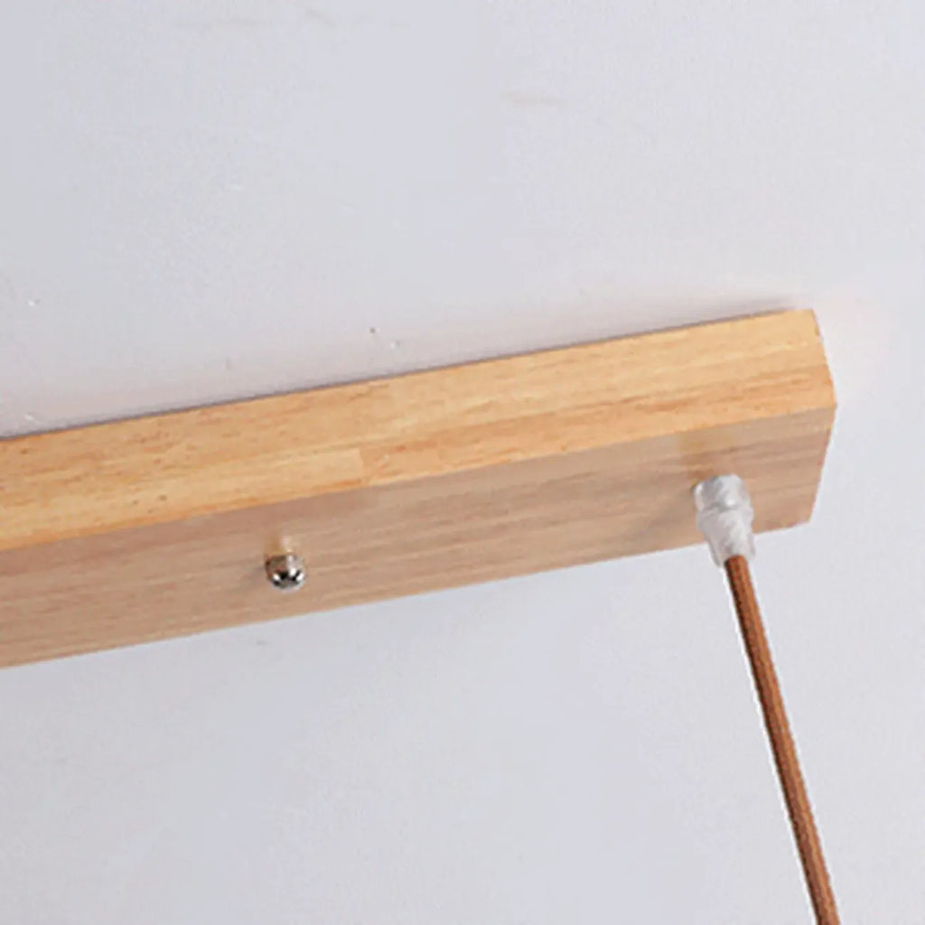 Suspension moderne à 3 lumières en bois et verre pour îlot de cuisine