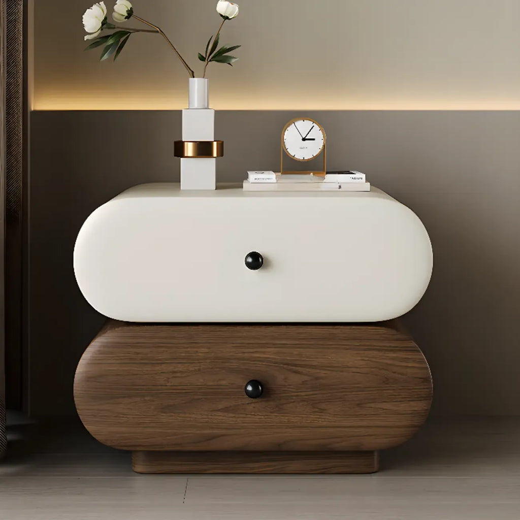 Table de chevet moderne bicolore avec tiroirs de rangement