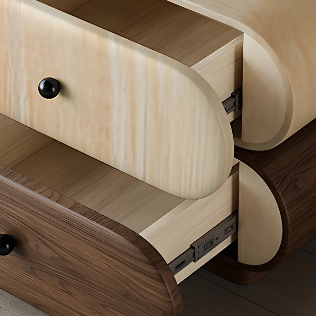 Table de chevet moderne bicolore avec tiroirs de rangement