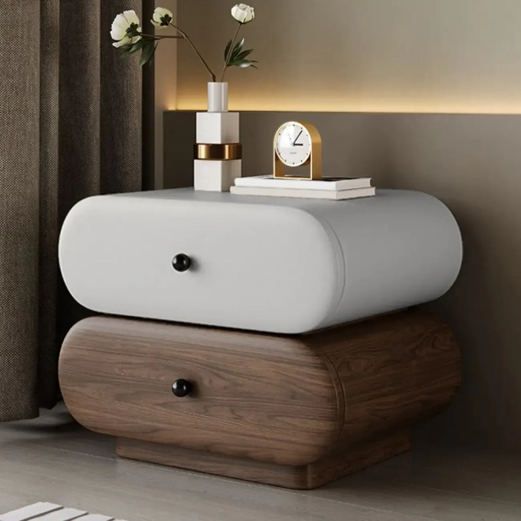 Table de chevet moderne bicolore avec tiroirs de rangement