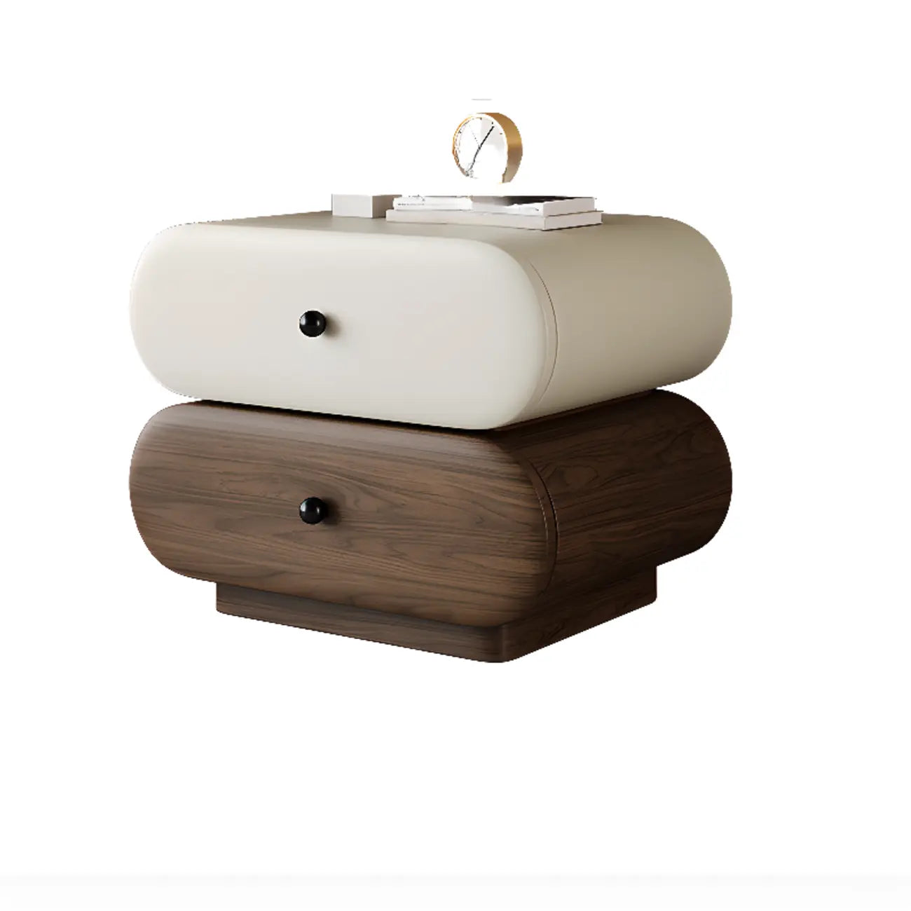 Table de chevet moderne bicolore avec tiroirs de rangement