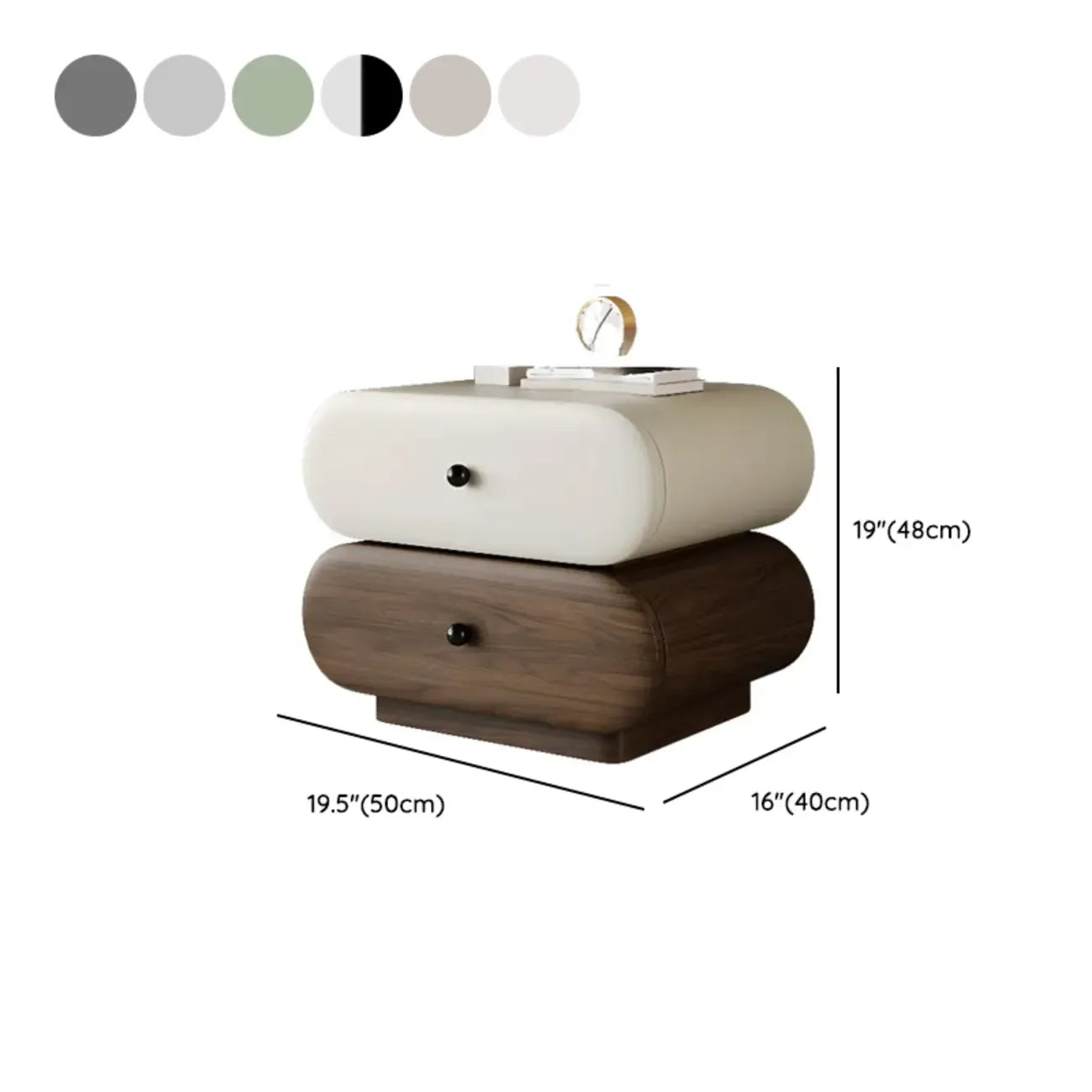 Table de chevet moderne bicolore avec tiroirs de rangement