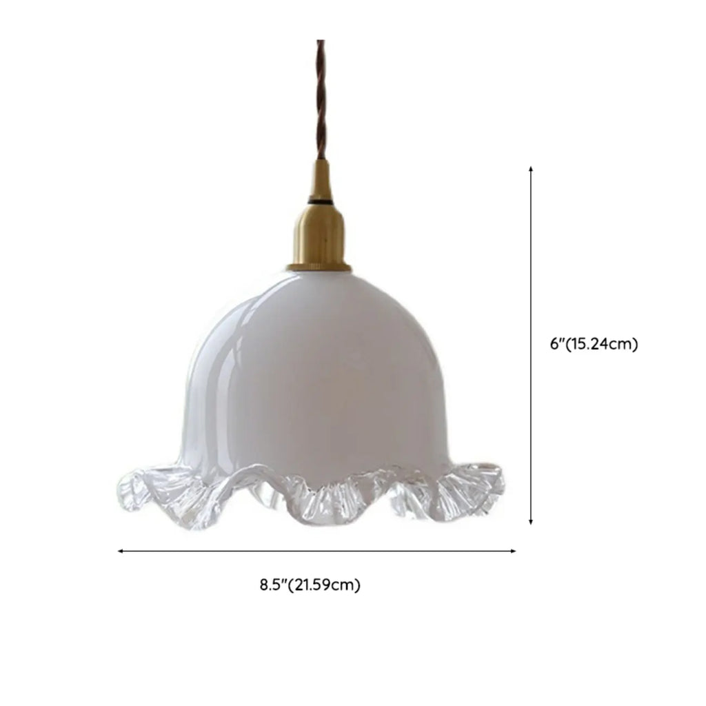 Suspension élégante en laiton blanc et verre à motif floral pour cuisine