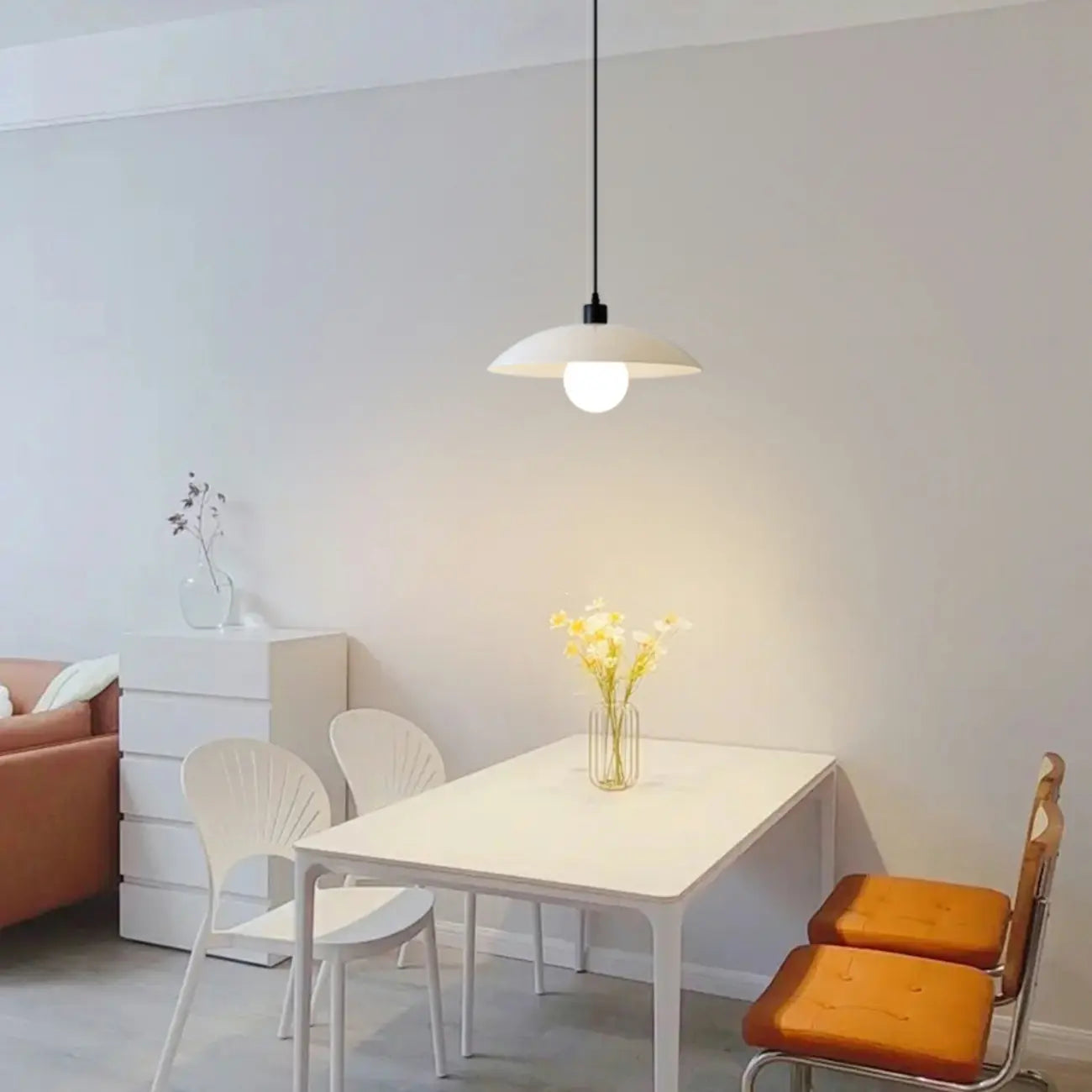 Suspension de salle à manger moderne en verre blanc réglable
