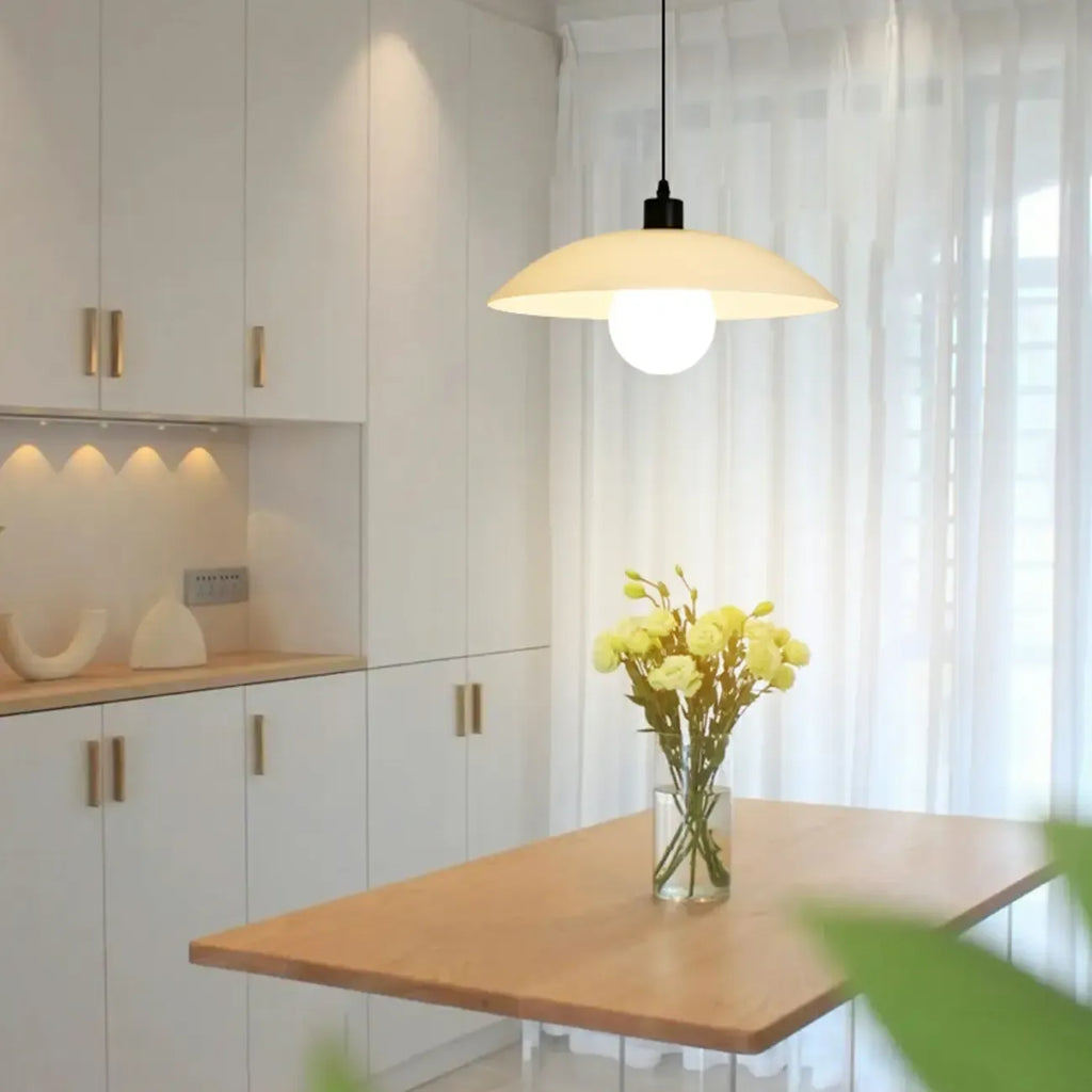Suspension de salle à manger moderne en verre blanc réglable