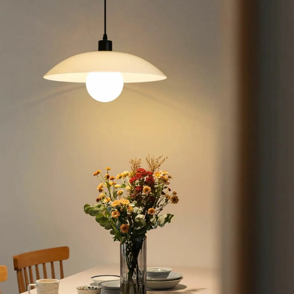 Suspension de salle à manger moderne en verre blanc réglable