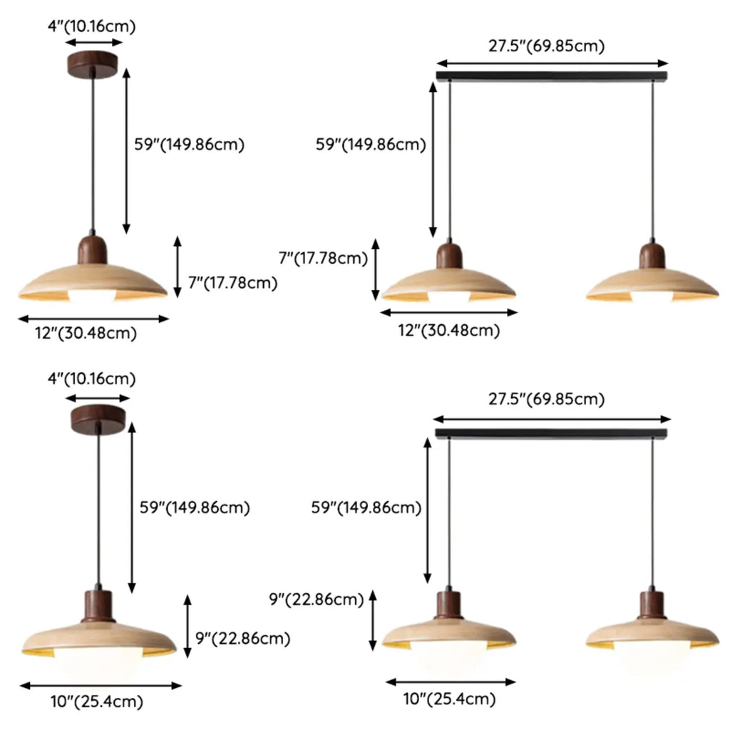 Suspension moderne en bois et verre pour îlot de cuisine
