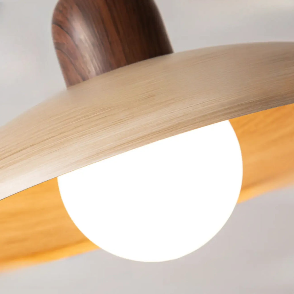 Suspension moderne en bois et verre pour îlot de cuisine