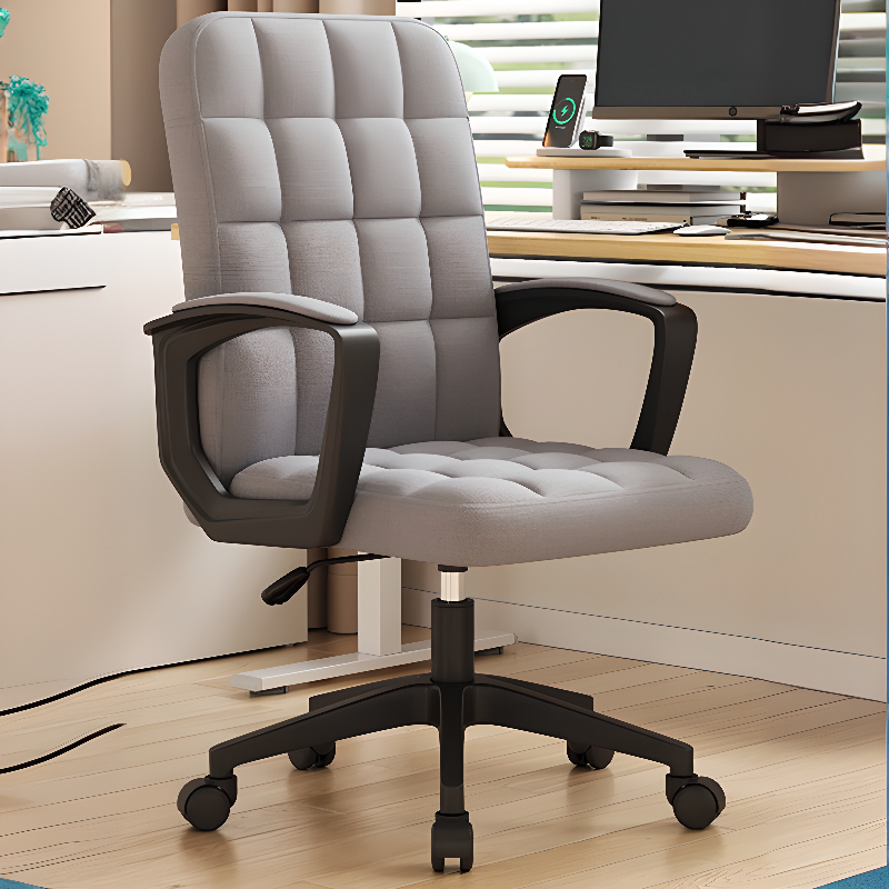 Chaise de bureau pivotante réglable moderne en similicuir noir