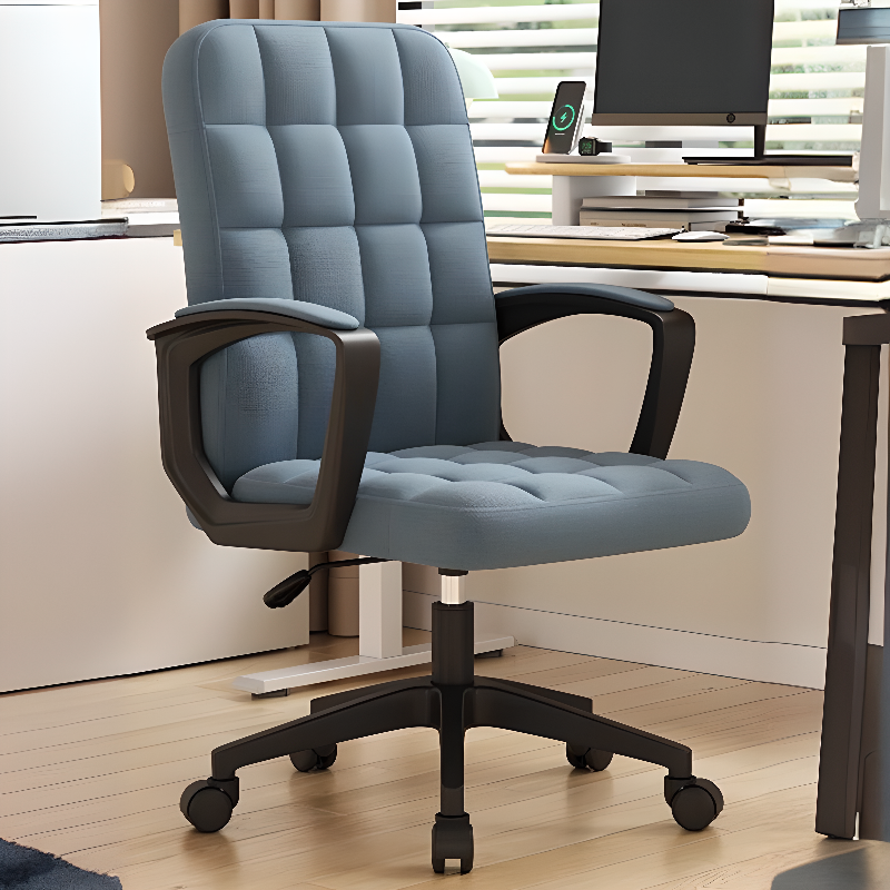 Chaise de bureau pivotante réglable moderne en similicuir noir