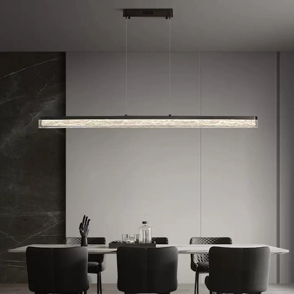 Suspension rectangulaire moderne en résine noire pour îlot de cuisine