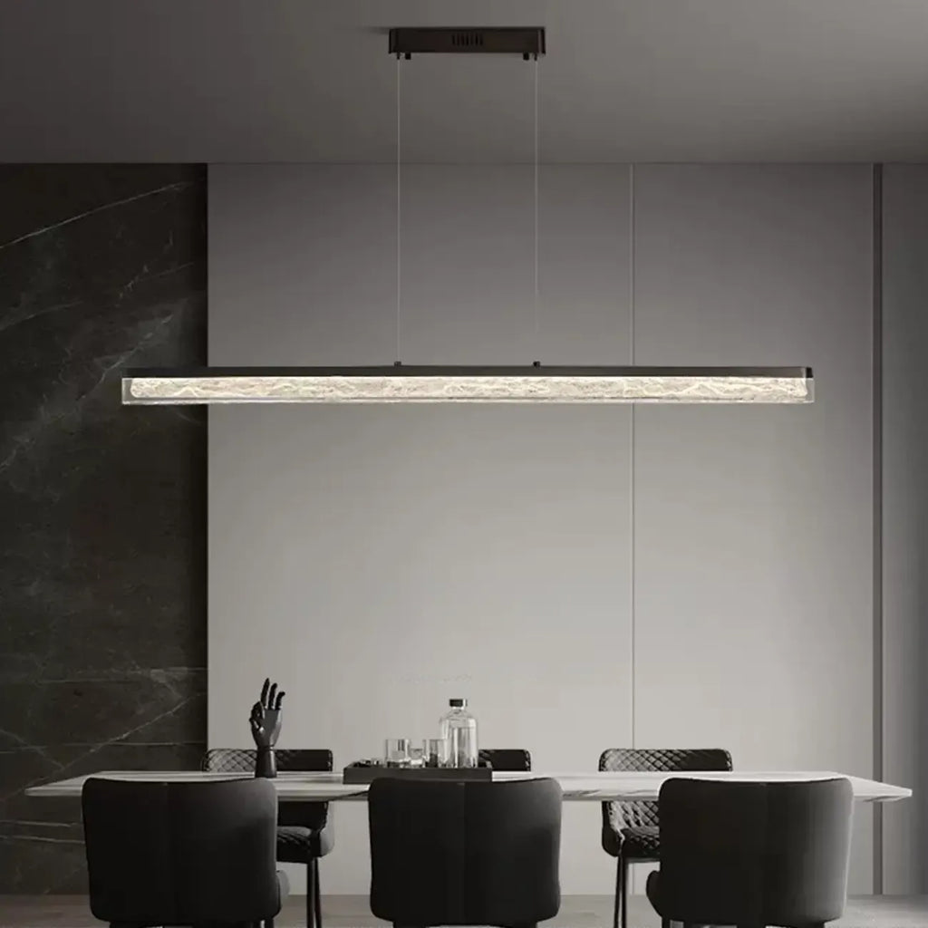 Suspension rectangulaire moderne en résine noire pour îlot de cuisine