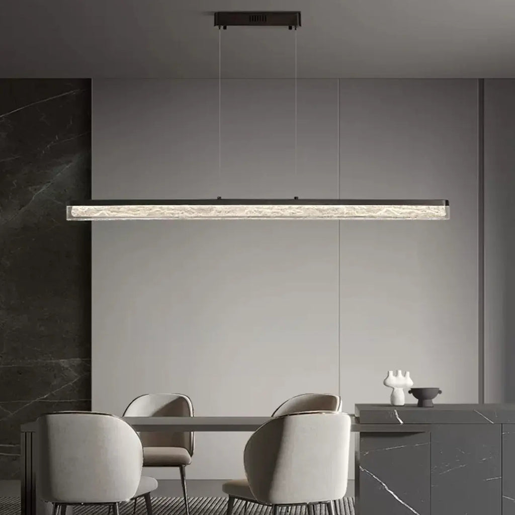 Suspension rectangulaire moderne en résine noire pour îlot de cuisine