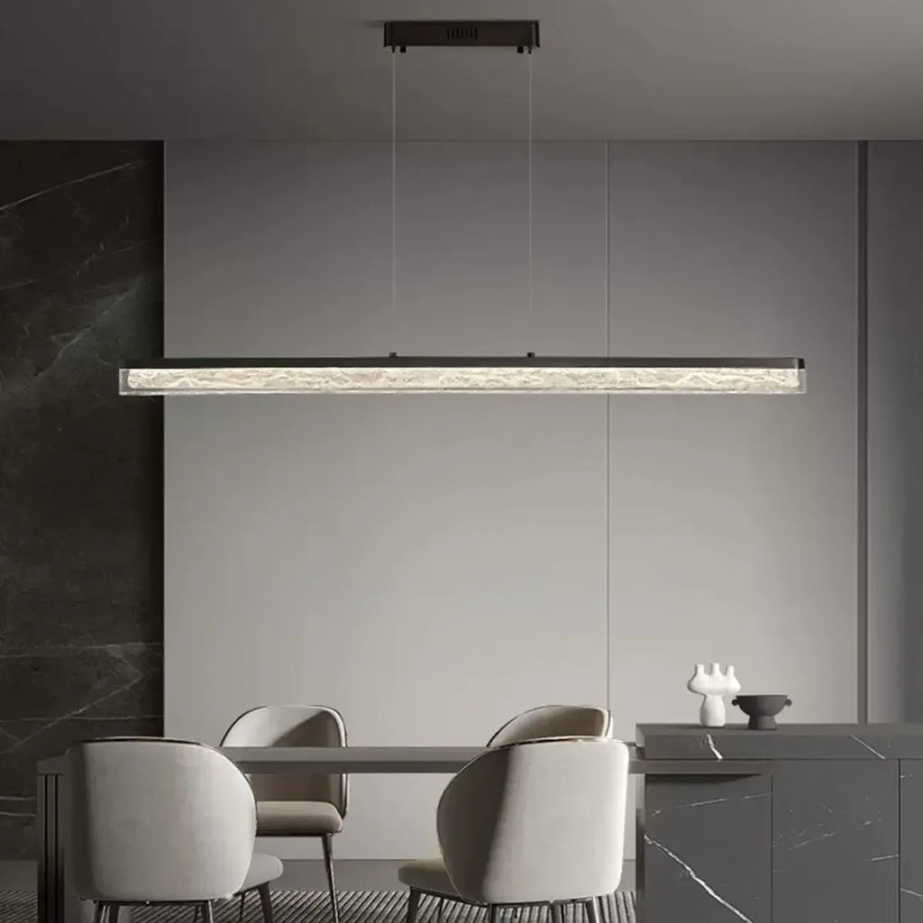 Suspension rectangulaire moderne en résine noire pour îlot de cuisine