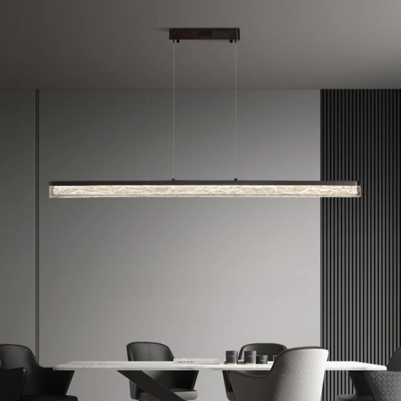 Suspension rectangulaire moderne en résine noire pour îlot de cuisine