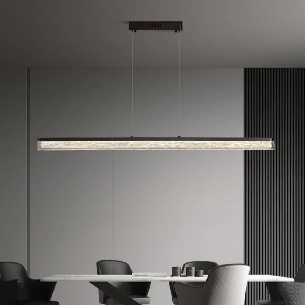 Suspension rectangulaire moderne en résine noire pour îlot de cuisine